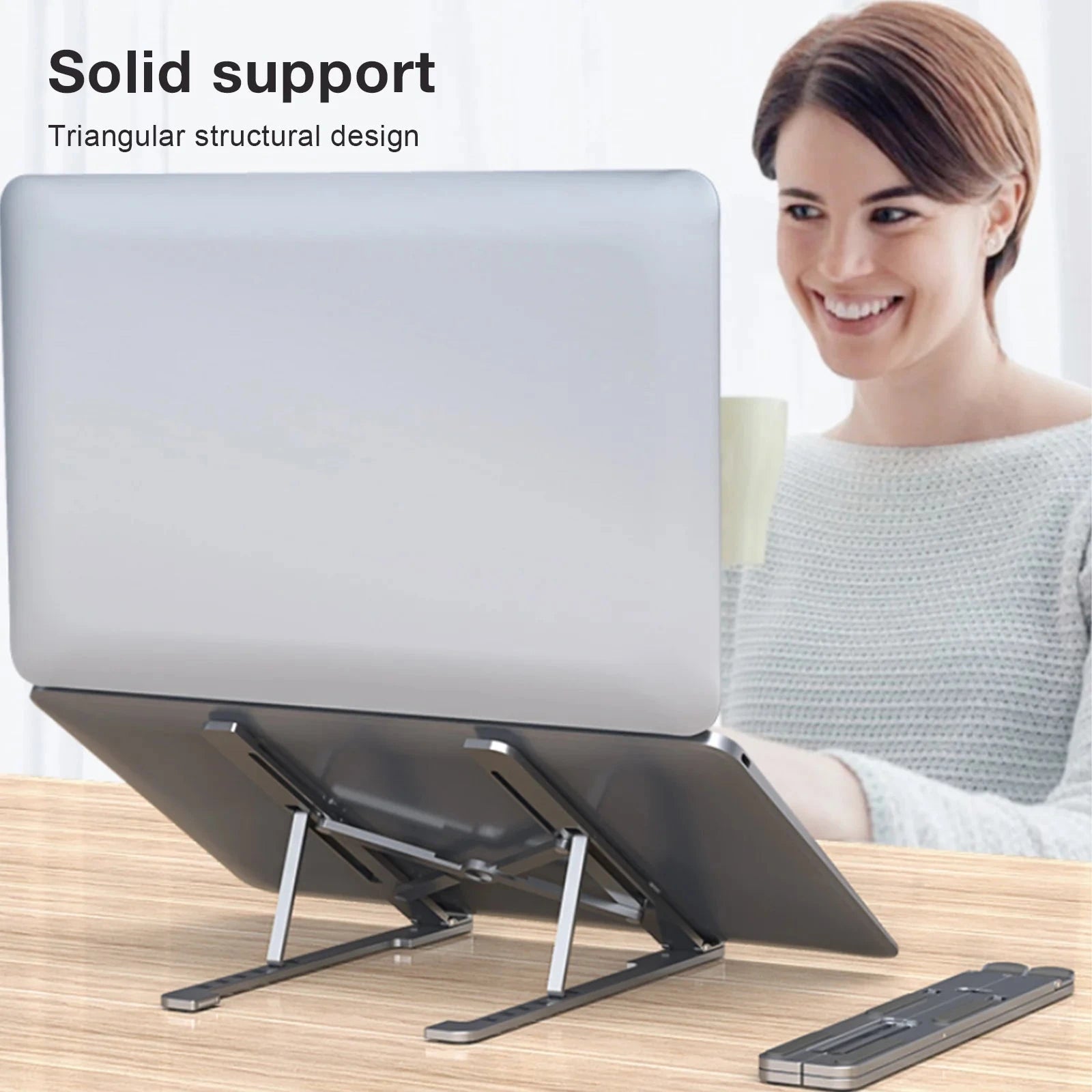 Aluminum Alloy Magnetic Laptop Stand With 8-Level Adjustment, Ventilation and Heat Dissipation, Equipped With Silicone Anti-Slip - AMULET RING STORE