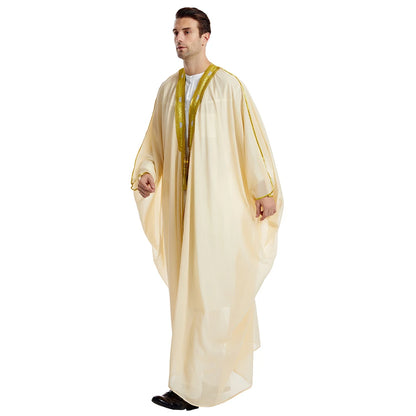 Islam Clothing Men Robe Kaftan Muslim Man Moroccan Casual Long Jubba Thobe Arabic Robe Middle East National Costume Eid Ramadan