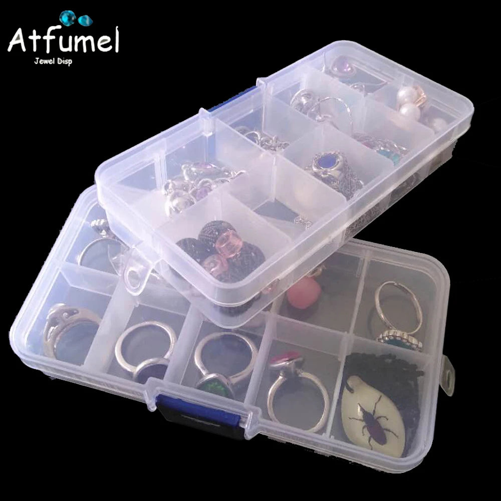 10/15 Compartment Beads Jewelery Storage Box Portable Craft Container Earrings Ring Display Case DIY Trinket Organizer Box - AMULET RING STORE