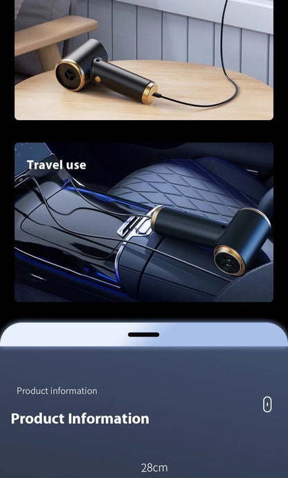 High power portable wireless vacuum cleaner, compatible with both car and home use, equipped with various accessories
