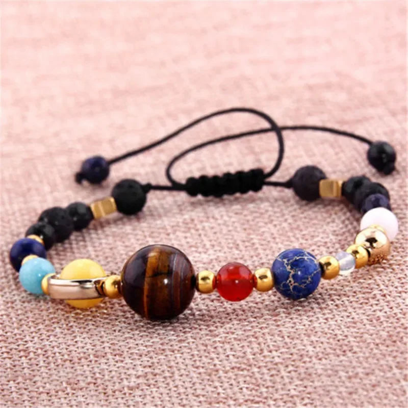 New Cosmic Galaxy Solar System Bracelet Female Transfer Beads Eight Planets Natural Hand-woven Yoga Bracelet Jewelry Accessories