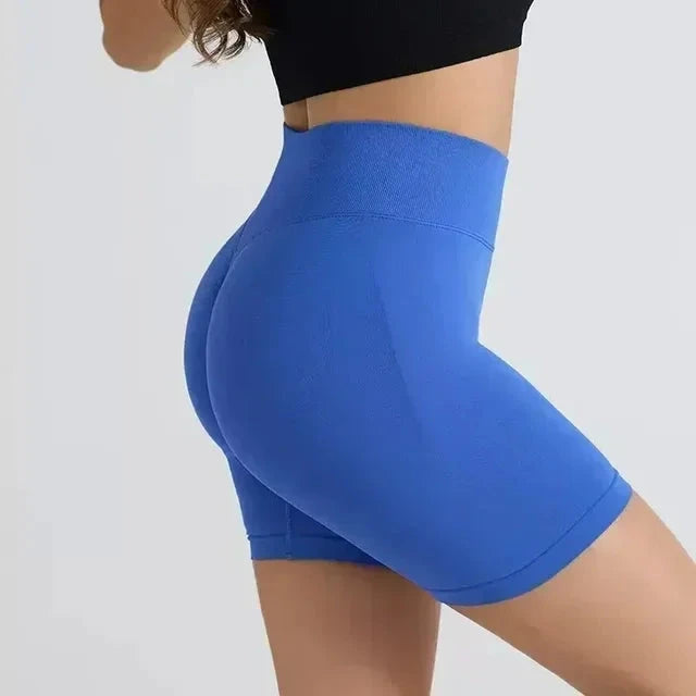 TEVEO Short De Yoga Femme Extensible Respirant Pêche Hanche Hanche Fitness Short de Course Hanche Haute Stretch Mèches De Sueur