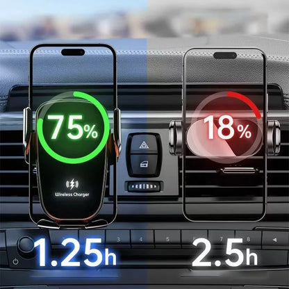 UYUXIO Manual Clamp Wireless Car Charger 15 Fast Charging Air Vent Car Mount Phone Holder for iPhone Samsung Android Phone