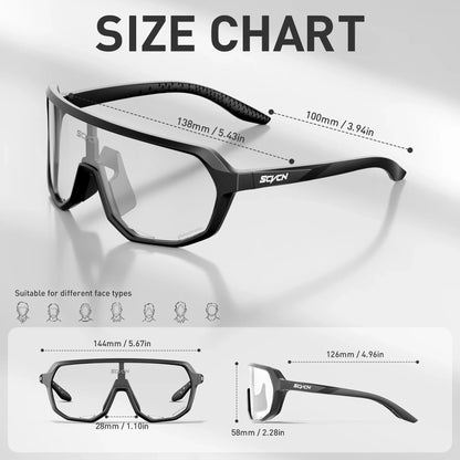SCVCN Photochromic Cycling Glasses Men Women Clear Sports Sunglasses UV400 Protection for Cycling Running Baseball mtb