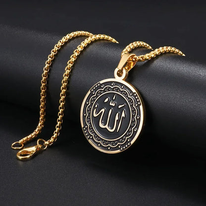 Stainless Steel Exquisite Islamic Muslim Calligraphy Arabic Pendant Necklace