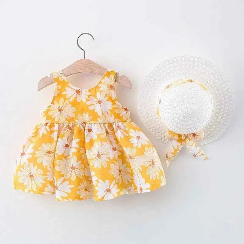 (Girls 0-3 Years Old) Summer New Girls Dress Floral Print Little Fresh Everyday Sweet Princess Dress with Bow