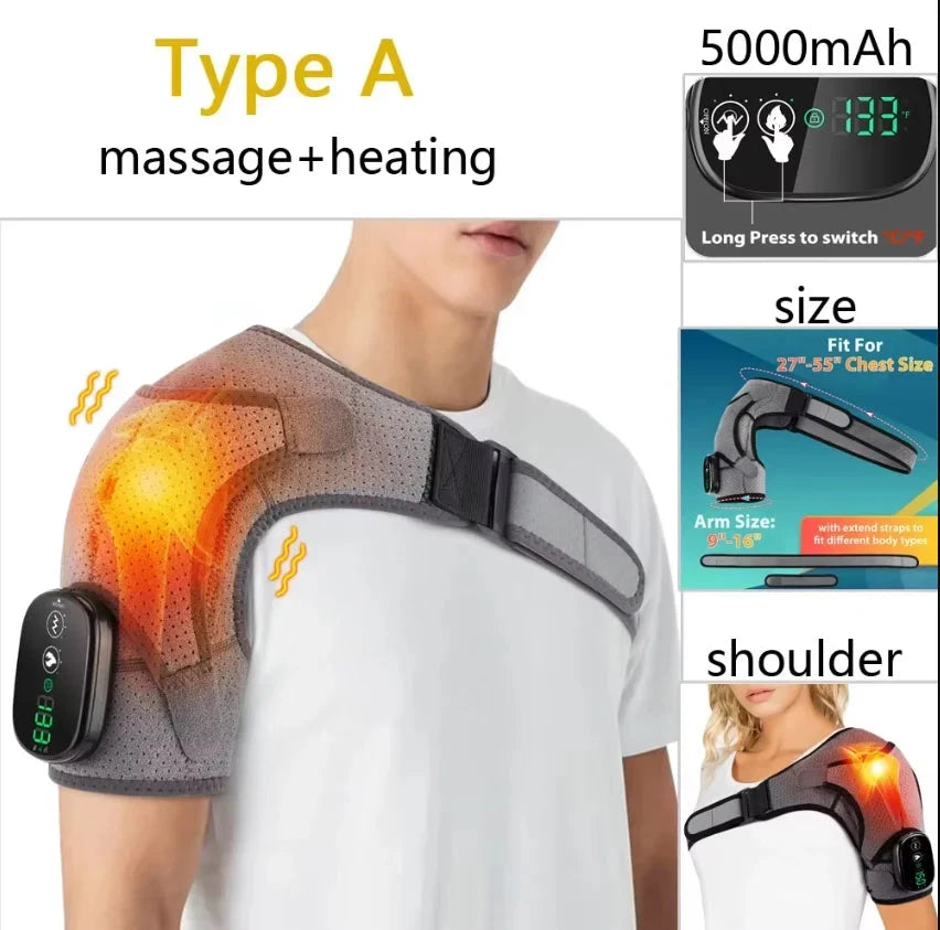 Electric Heating Heated Shoulder Brace Wrap Shoulder Massage Support Belt Strap with Adjustable of Heating - AMULET RING STORE
