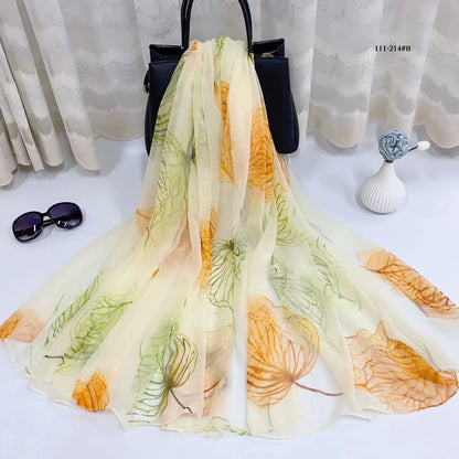 2025 Silk Scarf Women Hijab Pashmina Long Beach Stoles Shawl Wrap Headbands Spring Warm Scarves Bandana Ladies Neckscarf Foulard