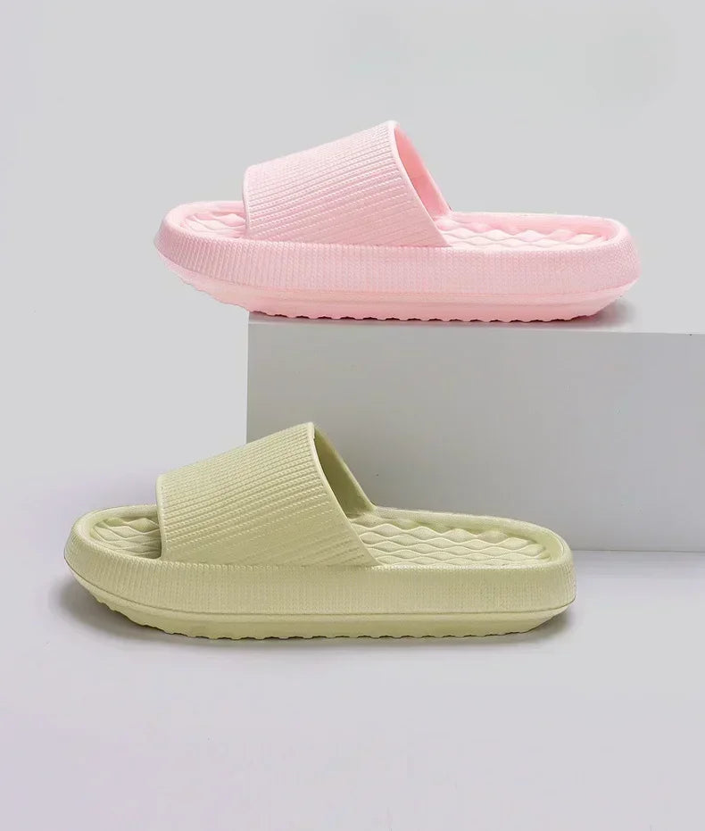 Women's Thick Platform Cloud Slippers EVA Soft Sole Pillow Slides Summer Beach Flip Flops Women Non Slip Bathroom Home Slippers - AMULET RING STORE