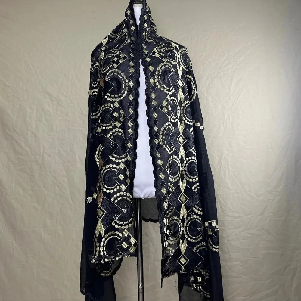 Sale 2025 New Dubai Islam Embroidered Shawl Soft Wool Jersey Hijab for Muslim Women Long Style New African Net for Spring Summer - AMULET RING STORE