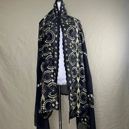 Sale 2025 New Dubai Islam Embroidered Shawl Soft Wool Jersey Hijab for Muslim Women Long Style New African Net for Spring Summer - AMULET RING STORE