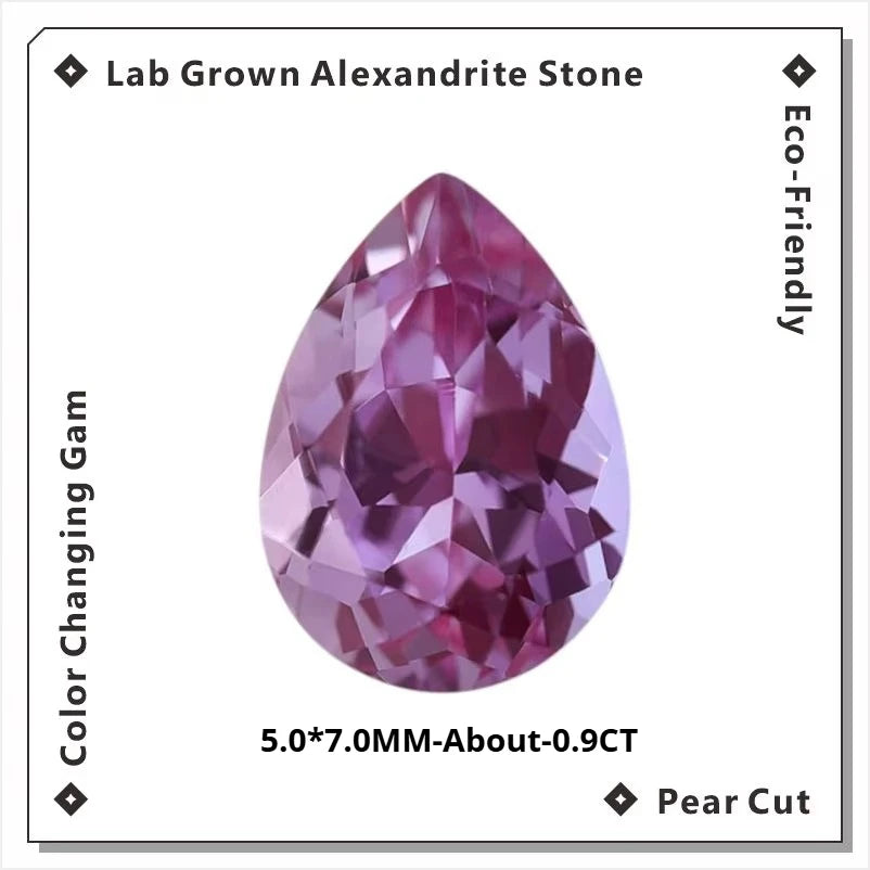 Lab Grown Alexandrite Stone High Quality Multiple Cuts Available Eco-Friendly Color Changing Gem Selectable Certificate