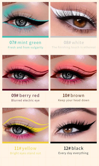 12 Colors Liquid Eyeliner Pencil Shimmer Sexy EyeShadow Portable Waterproof Durable Eyeliner Women Hot Sales Makeup Cosmetics - AMULET RING STORE
