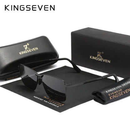 KINGSEVEN Classic Sunglasses Men Rectangle Alloy Frame Glasses Polarized UV400 Casual Trendy Driving Eyewear