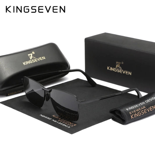 KINGSEVEN Classic Sunglasses Men Rectangle Alloy Frame Glasses Polarized UV400 Casual Trendy Driving Eyewear