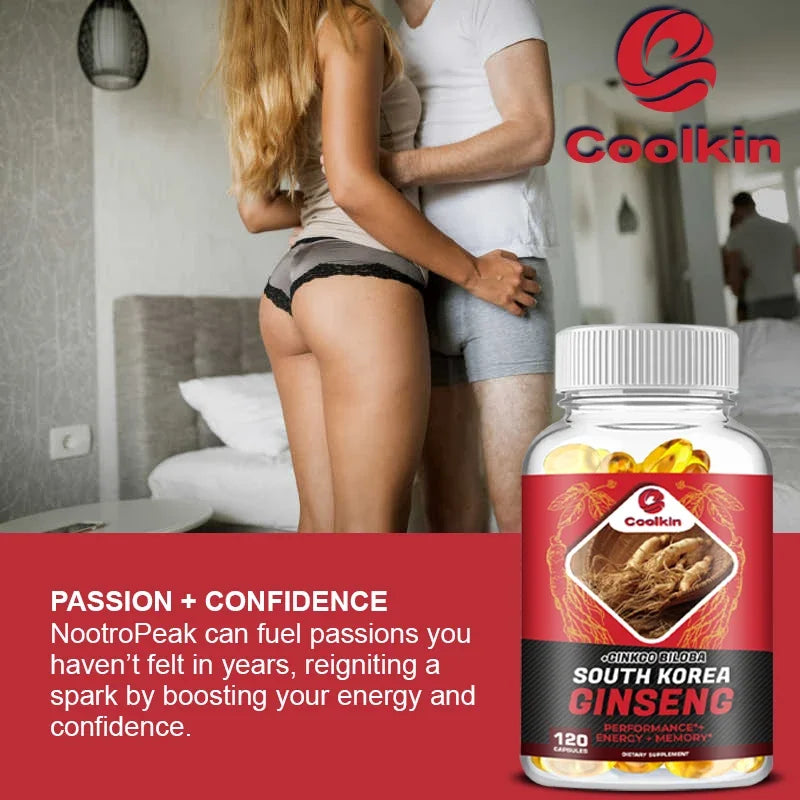 Authentic Korean Red Ginseng 1000mg + Ginkgo Biloba 60mg, Male Supplement Capsules - AMULET RING STORE