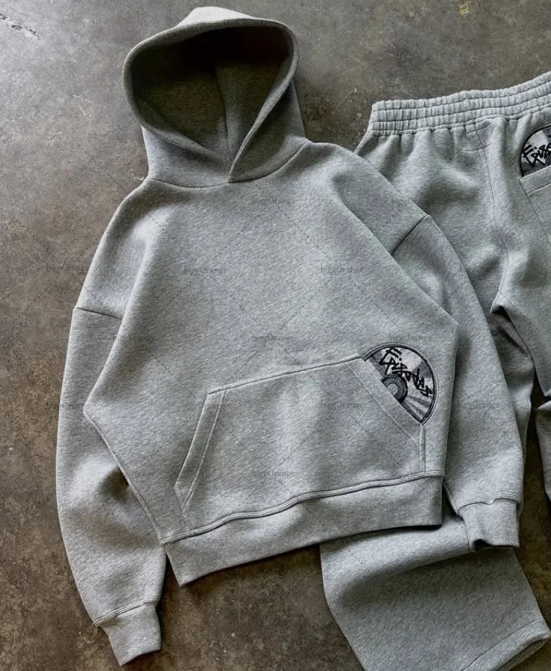 2025 Trendy High Street Retro Casual Streetwear Men's Sports Suit Y2K Harajuku Embroidered Hoodie Women Hip-hop Loose Sweatpants - AMULET RING STORE