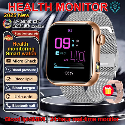 2025 New LED Women AI Smart Diagnosis Smart Watch HRV+PPG Blood Pressure Blood oxygen Health monitor IP68 NFC Smartwatches ﻿
