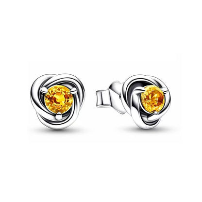 European 925 Silver Zodiac Earrings Stud Birthday Stone Suitable for Women's Exquisite Jewelry for Women's Party