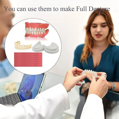 Easy - Use 1 Set Dentures DIY Kit with Braces Wax Strips - Reusable Full/Partial Temporary Fake Teeth for Top and Bottom