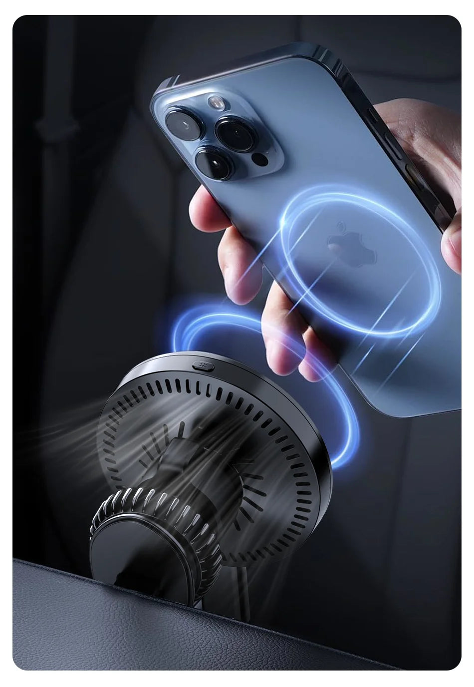 Rocoren Magnetic Car Phone Holder Fast Charging Wireless Charger With RGB light Magnet Car Stander For iPhone 15 14 13 Pro Max