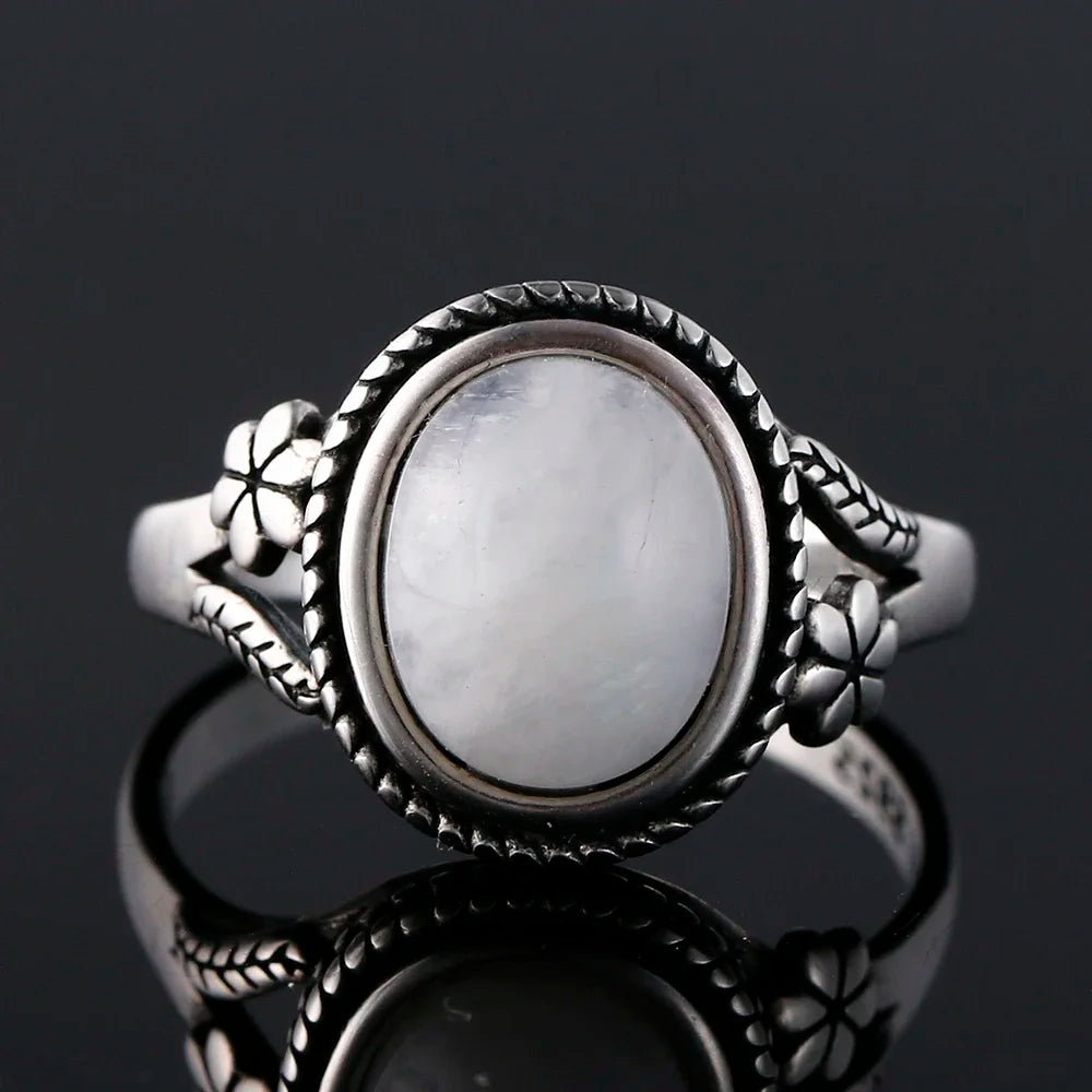 Natural 8*10MM Tiger's Eye Stone Finger Ring Fashion Jewelry Rings for Women Gift S925 Silver Flower Shaped Ring