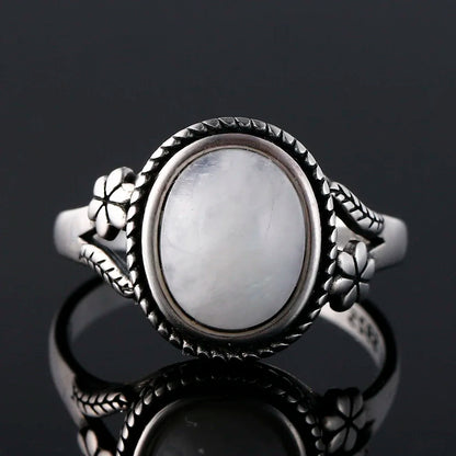 Natural 8*10MM Tiger's Eye Stone Finger Ring Fashion Jewelry Rings for Women Gift S925 Silver Flower Shaped Ring