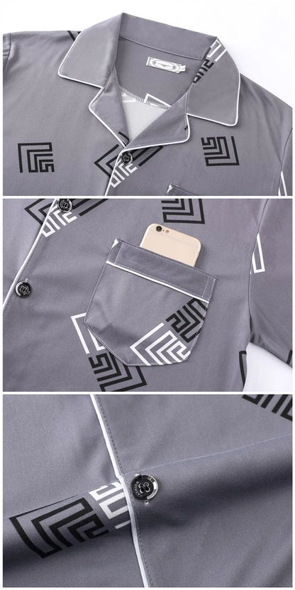 Casual Pure Cotton Men's Spwear Long Sve Long Pants Two-Piece Set Plaid Striped Simple Wearable Home Clothes