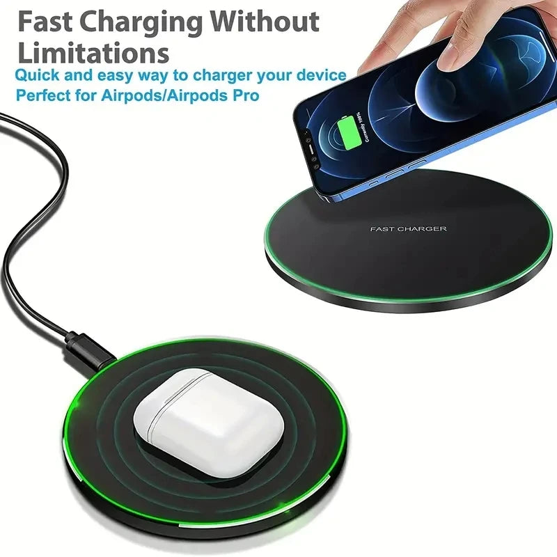30W Wireless Charger For iPhone 15 14 13 12 X Pro Max Induction Fast Charging Pad Dock Station For Samsung S23 S22 Xiaomi Huawei - AMULET RING STORE