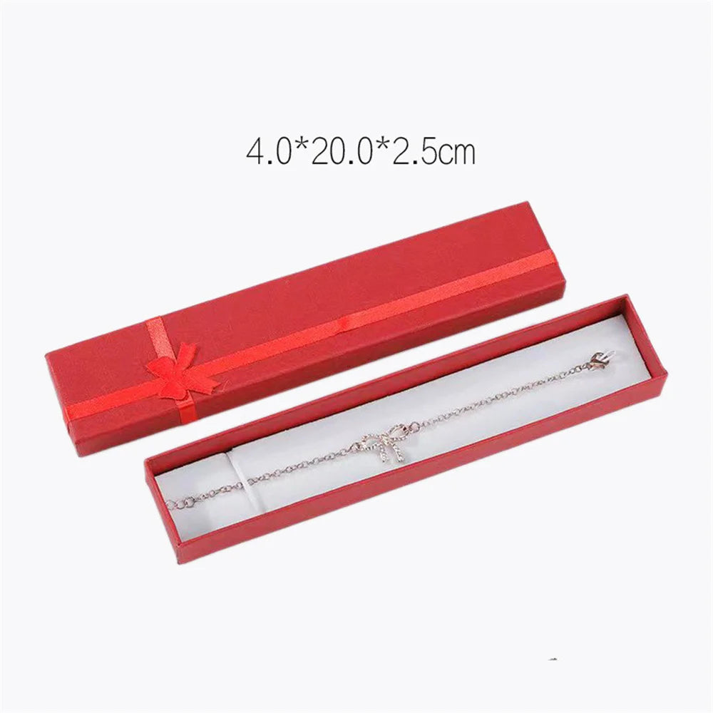 Long Jewelry Necklace Bracelet Box Storage Container Jewellery Box Packaging Bowknot Gift Display Paper Organizer Case Wholesale - AMULET RING STORE