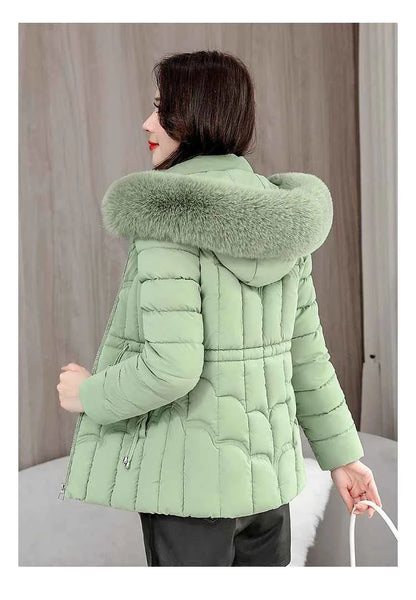 Winter 2025 New Down Jacket Women Parkas Fashion High-Quality Warm Cotton Padded Coat Ladies Short Overcoat Hooded Overwear Tops