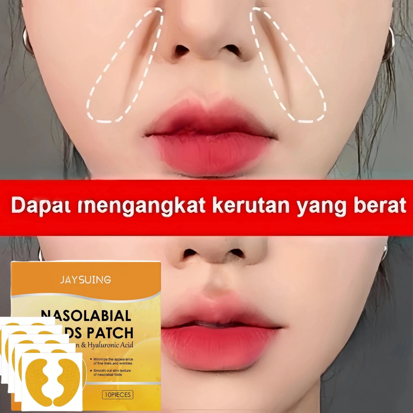 Nasolabial Folds Patch Contain Collagen Hyaluronic Acid Firming Skin Fade Fine Lines Deep Moisturizing Facial Mask Anti Wrinkle