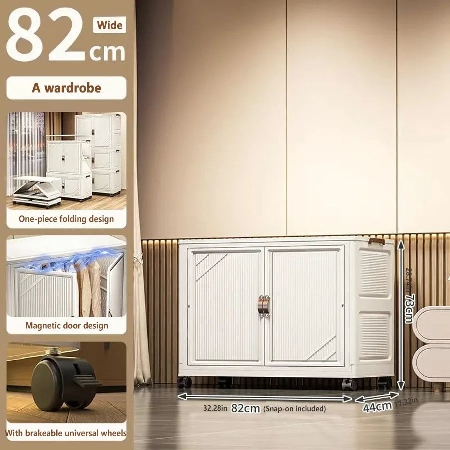Multi-specification Multifunction White Folding Storage Cabinet Large Capacity Dustproof Wardrobe Storage Box - AMULET RING STORE