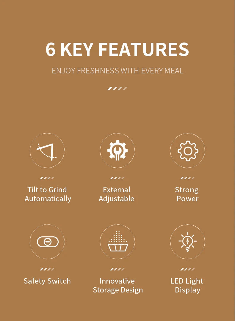 1/2PCS Electric Salt And Pepper Grinder with LED Light Gravity Sensing Adjustable Spice Mills Cordless Automatic Kitchen Gadget - AMULET RING STORE