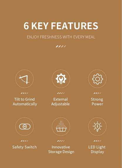 1/2PCS Electric Salt And Pepper Grinder with LED Light Gravity Sensing Adjustable Spice Mills Cordless Automatic Kitchen Gadget - AMULET RING STORE