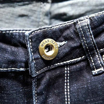 2025 New Ripped Jeans Men Slim-fit Denim Pants Cotton Korean Style Fashion Elasticity Versatile Blue Black Men's Clothing