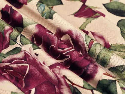 Rose Floral Print Vintage Elegant Chic A-line High Waist Trumpet Women's Skirt Mid-Calf Long Skirts For Women Clothing Fashion