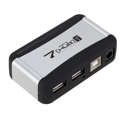 Vertical 7-Port USB 2.0 Hub Multi USB Splitter with Power Adapter PC Accessories