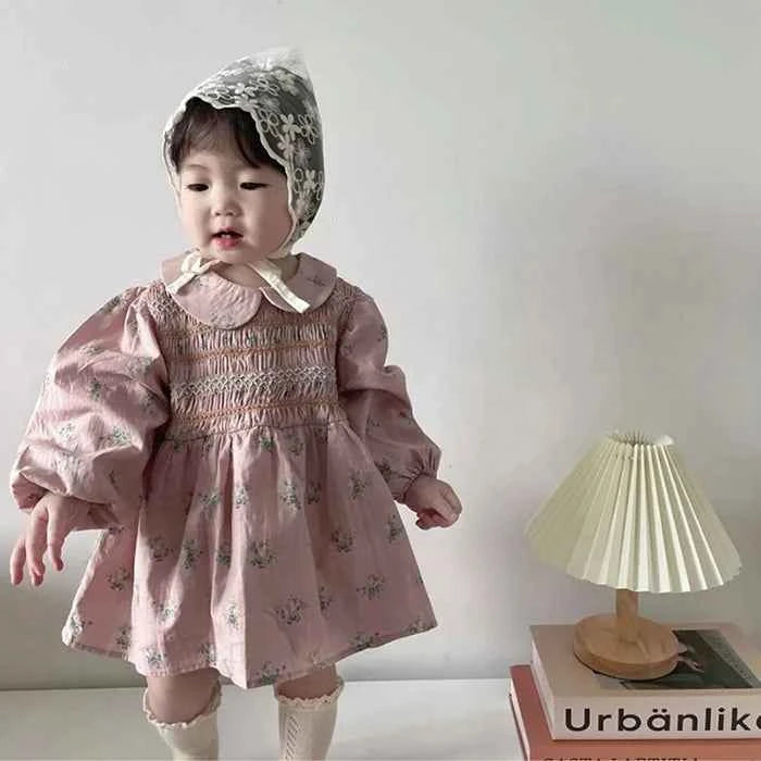 2024 New Autumn 0-3Yrs Kids Princess Dress Baby Bodysuits Long Sleeved Cotton Print Infant Baby Girls Party Dress Sister Clothes