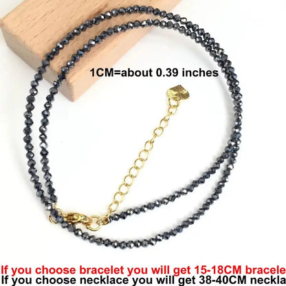 Fashion 2-3mm Faceted stone beads Necklace bracelet Pink Quartz Crystal zircon amethyst Choker Men Female Jewelry Party Gift - AMULET RING STORE