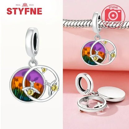 S925 Silver Glow-in-the-dark Firefly Charm Pendant Fit Original Charms Bracelet Gift Beads for Women Diy Fine Jewelry Gifts - AMULET RING STORE