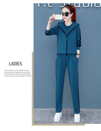 Spring Autumn Women Tracksuit Coats+Sweatshirts+Pants 3Pcs Suit Fashion Outfits Ladies Casual Clothing Sets Loose Sportswear