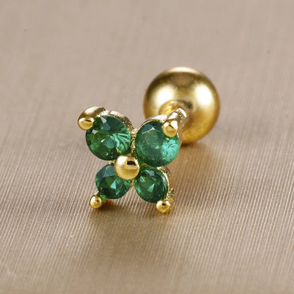 1PC Stainless Steel Birthstone Little Ear Stud Earrings 12 Zodiac Signs Crystal Zirconia Butterfly Earring Party Wedding Jewelry