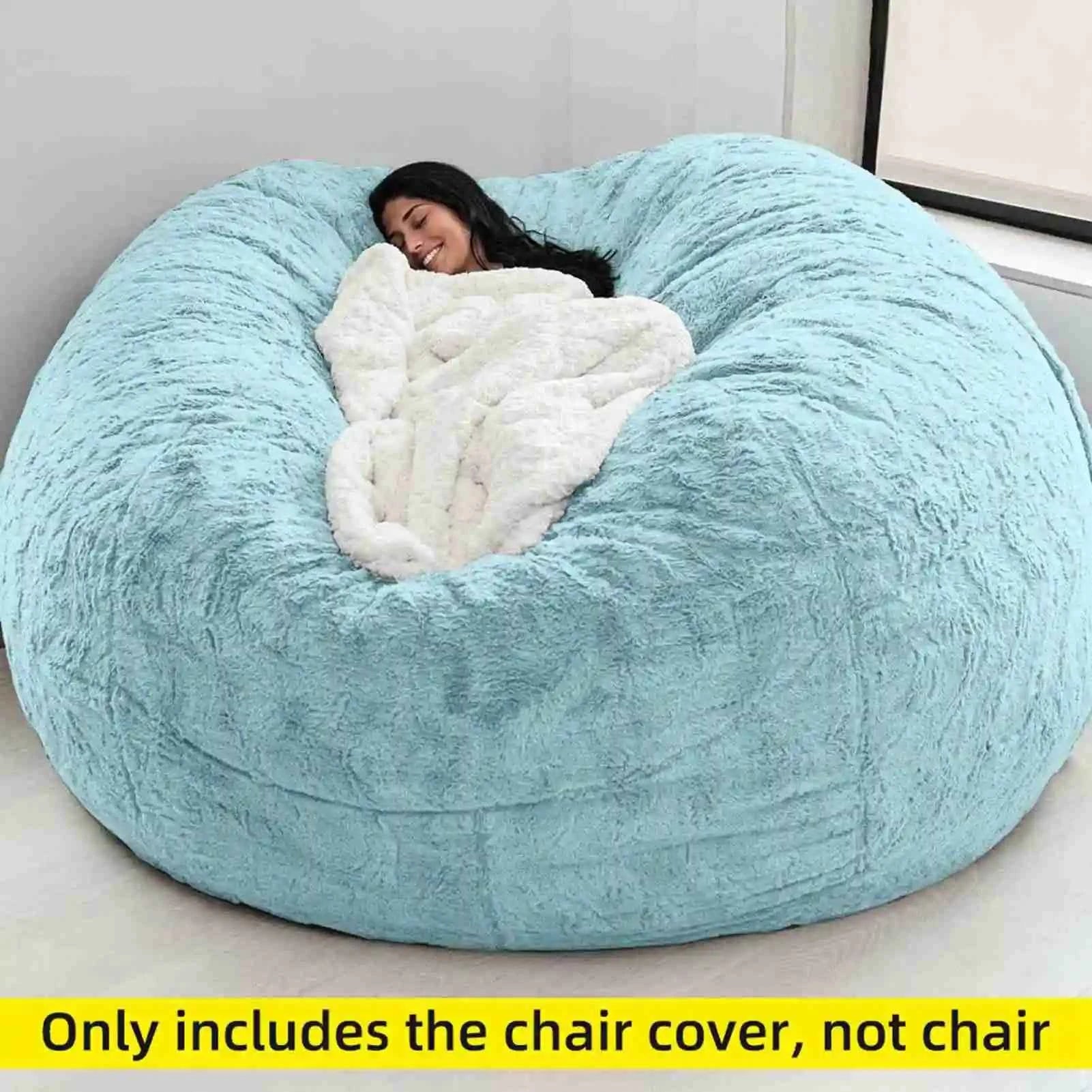 No Stuffed Gray Bean Bags Chair Giant Bean Bags Pouf Sofa Bed Puff Futon Room Seat Tatami Relax Lounge Furniture Only Bags Case