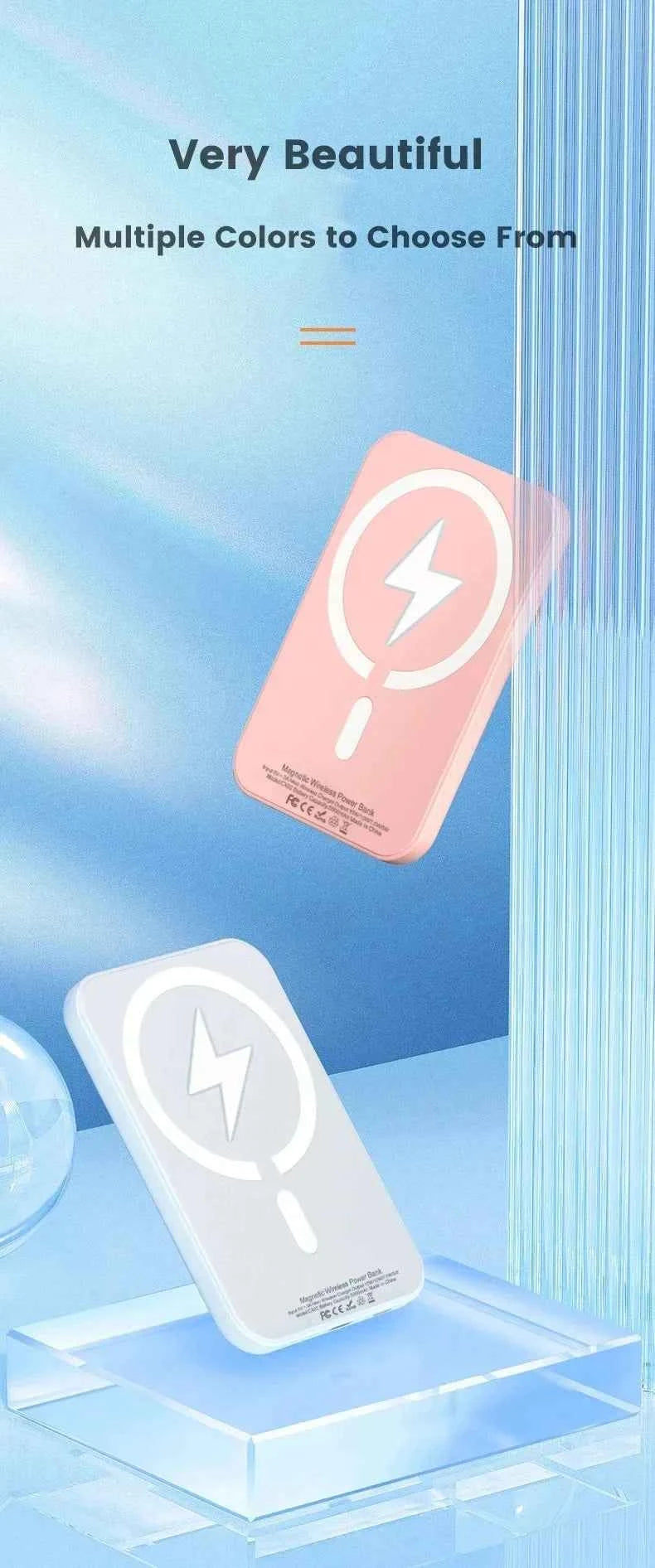 20000mAh Magnetic Power Bank Wireless PD 22.5W Fast Charger