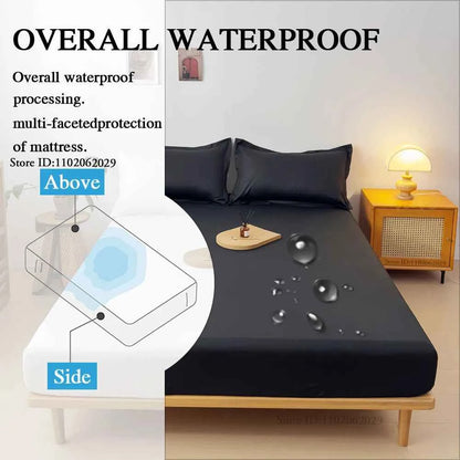Waterproof Covers Bed Fitted Sheet Mattress Bedspreads Protector Pads Single/Double/King/Queen Full Size Coverlets Gray/White