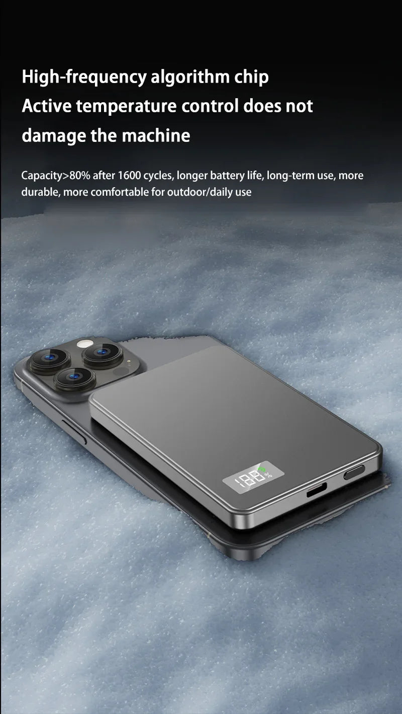 Oneplus Magsafe Power Bank Fast Charging Portable Ultra-thin Magnetic Wireless Digital Display Power Bank Usb Type C Lightning - AMULET RING STORE