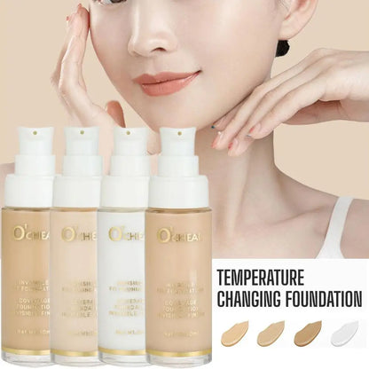 Full Coverage Concealer Temperature Changing Liquid Foundation Smooth Invisible Pores Conceal Facial Beauty Cosmetics - AMULET RING STORE