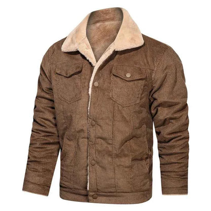 Winter Men's Outdoor Parkas Jacket with Fleece Lining and Multiple Pockets Wool/Polyester