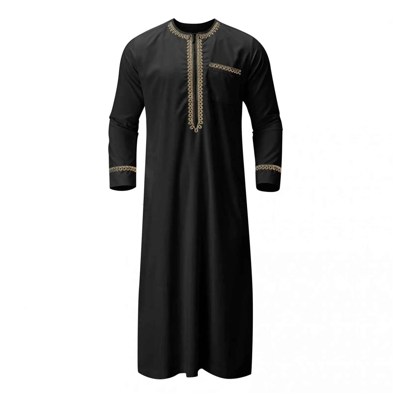 Muslim Fashion Men Jubba Thobes Arabic Pakistan Dubai Kaftan Abaya Robes Islamic Clothing Saudi Arabia Black Long Blouse Dress